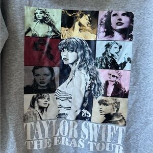 Taylor Swift The Eras Tour Gray Sweatshirt Hoodie Graphic Women Top Size Medium